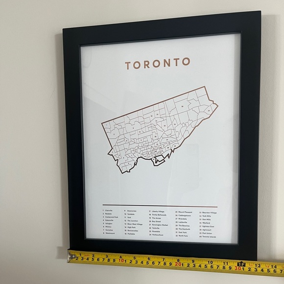 Toronto Neighborhoods print in gold foil with black frame - Picture 3 of 4